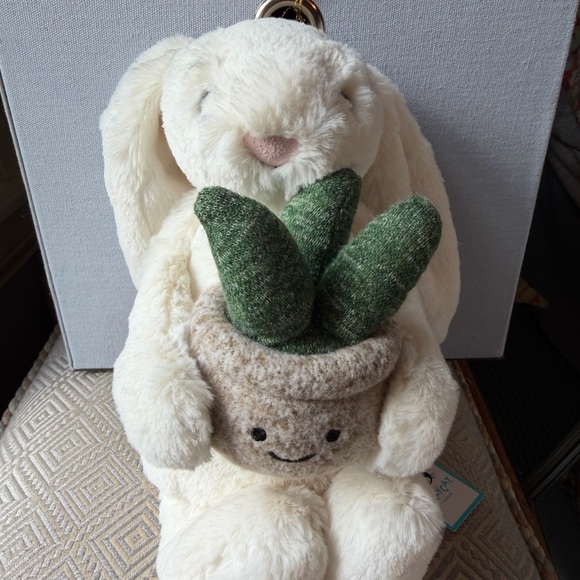 Cream Bunny with Plant Jellycat | Jelly Journal Jellycat Cream Plush Bunny with Plant NWT 85.00